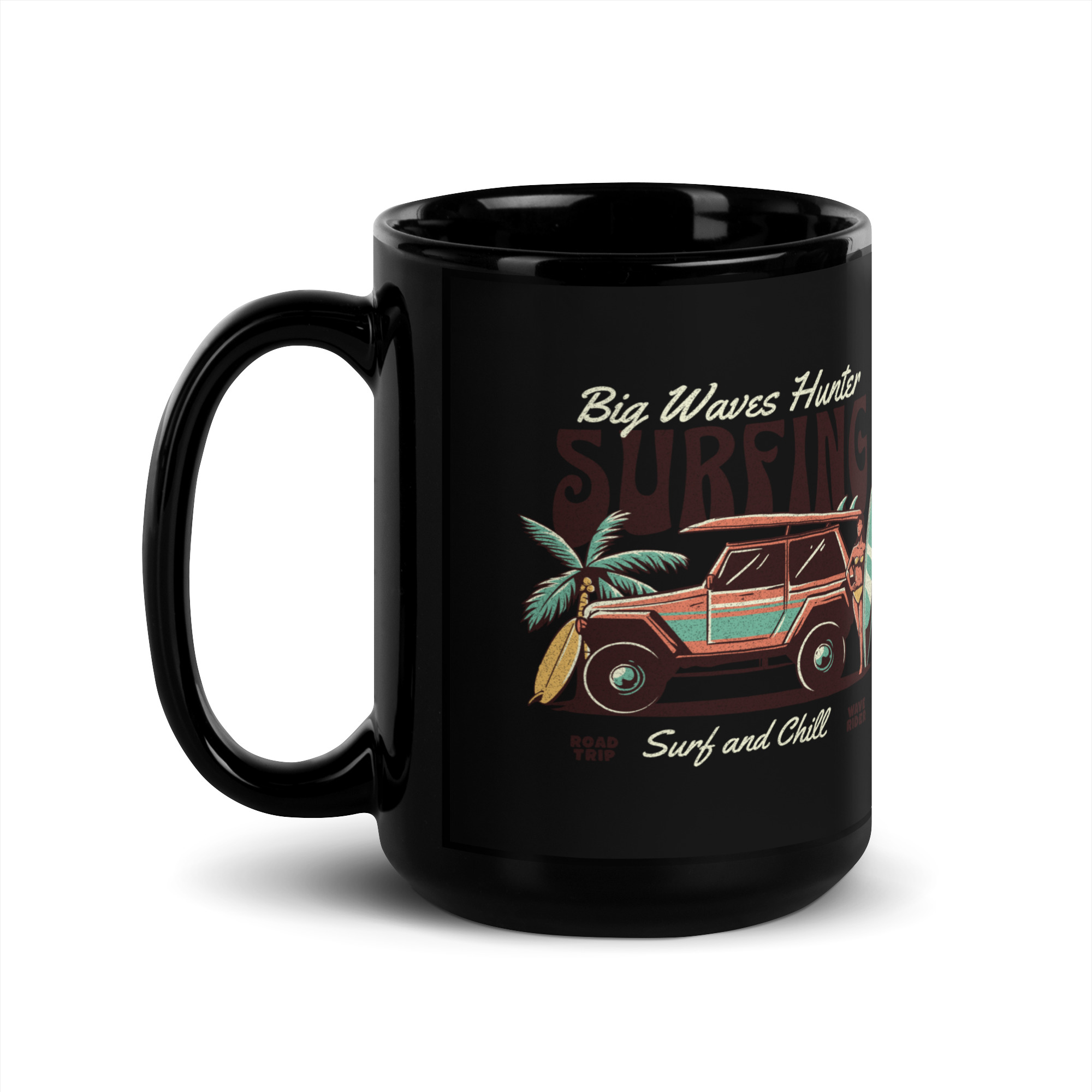Surf & Chill - Your Brand Matters (Black Glossy Mug) - Image 2