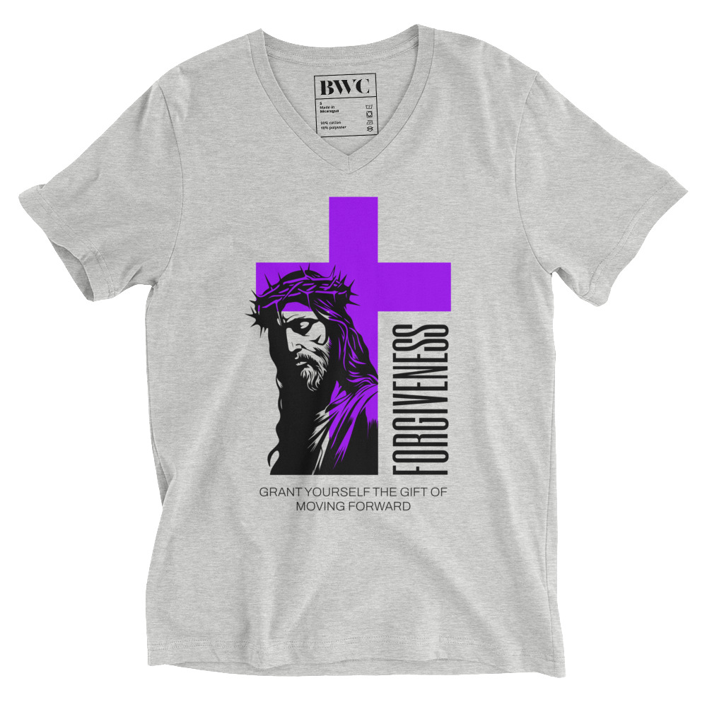 FORGIVENESS (Unisex Short Sleeve V-Neck T-Shirt) - Image 3