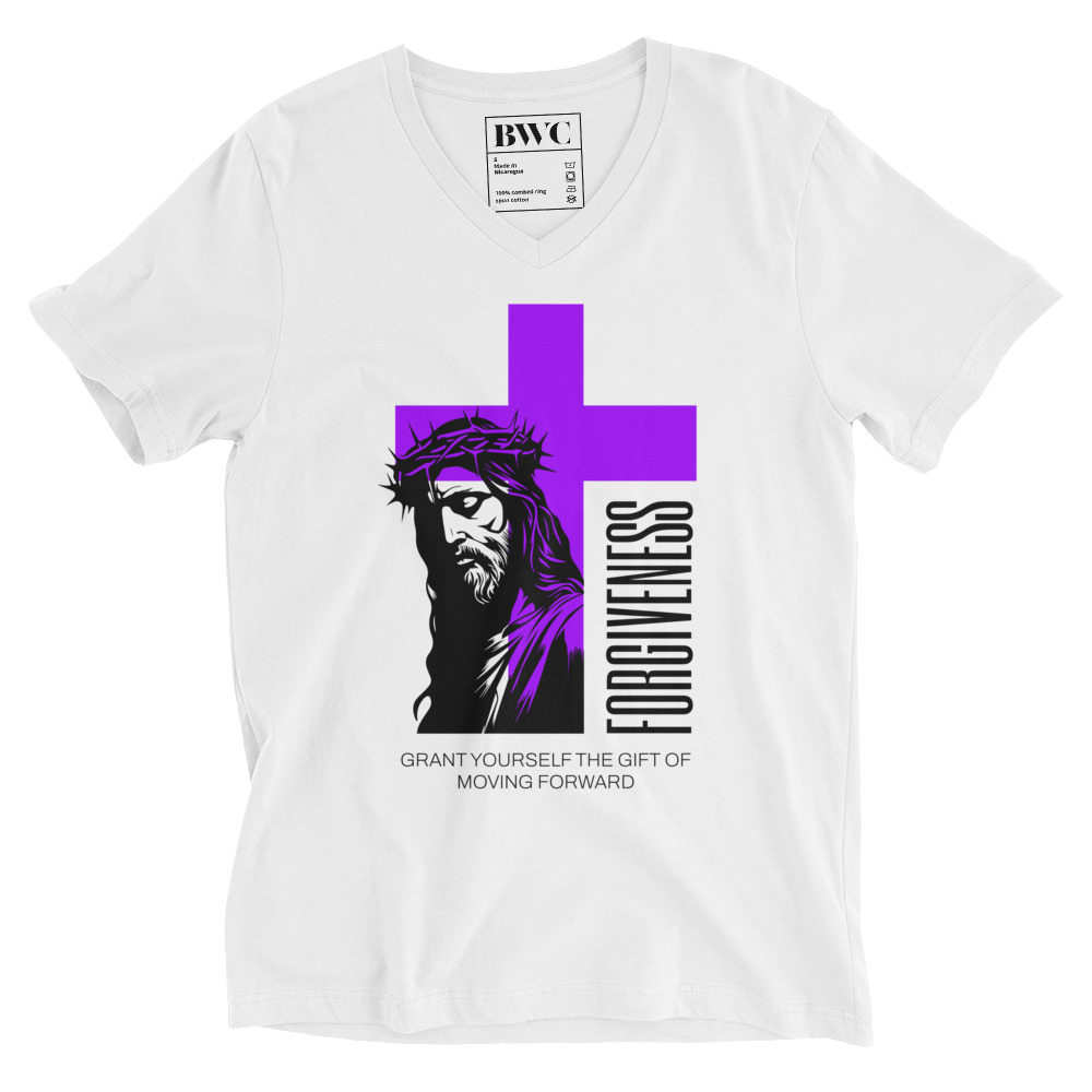 FORGIVENESS (Unisex Short Sleeve V-Neck T-Shirt) - Image 5