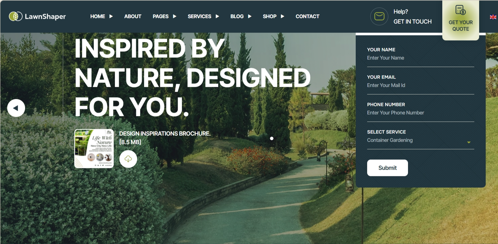 Landscaping website design by McNealy Studios